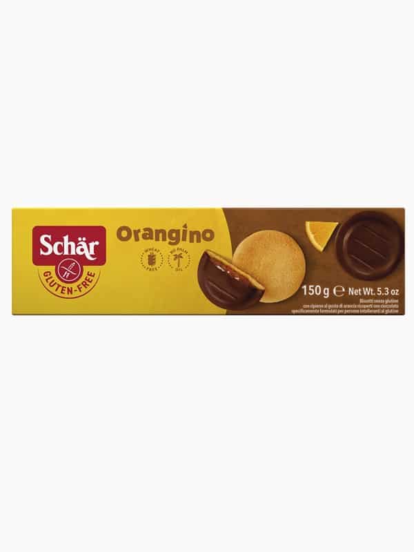 Schar Μπισκότα Orangino Με Γέμιση Πορτοκάλι Και Επικάλυψη Σοκολάτας Χωρίς Γλουτένη 150gr